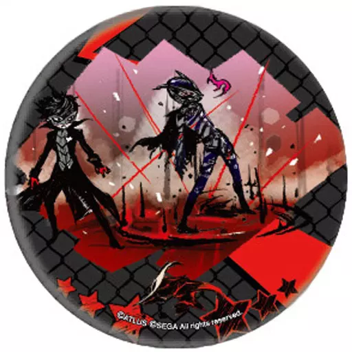 クロウ ジョーカー ペルソナ5 缶バッジ 03.グラフアートデザイン 駿河屋 -<中古>明智吾郎(クロウ)＆主人公(ジョーカー) 「ペルソナ5 缶