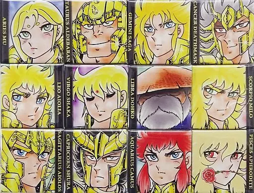 聖闘士星矢　EPISODE ZERO　黄金聖闘士　缶バッジセット 駿河屋 -<中古>黄金聖闘士 缶バッジセット(スクウェア缶バッジ12種