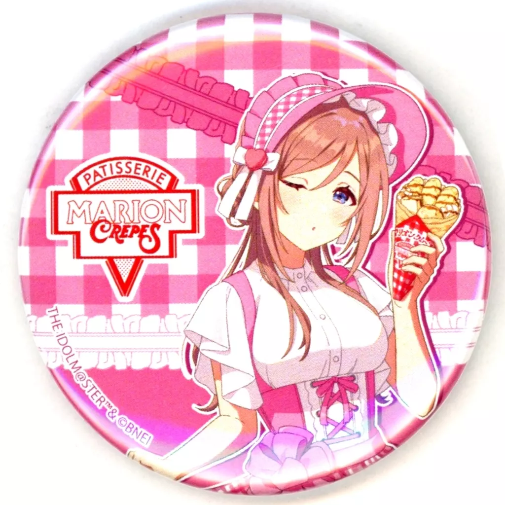 姫崎莉波(等身) 「学園アイドルマスター×マリオンクレープ 缶バッジ 03/クレープ風ドレスver.(描き下ろし＆ミニキャライラスト)」