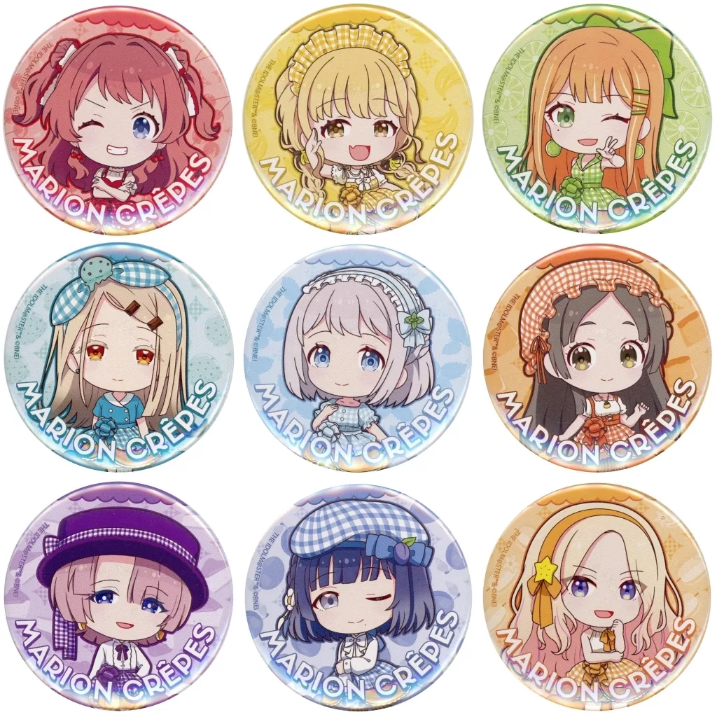 全9種セット 「学園アイドルマスター×マリオンクレープ 缶バッジ 04/クレープ風ドレスver.(ミニキャライラスト)」