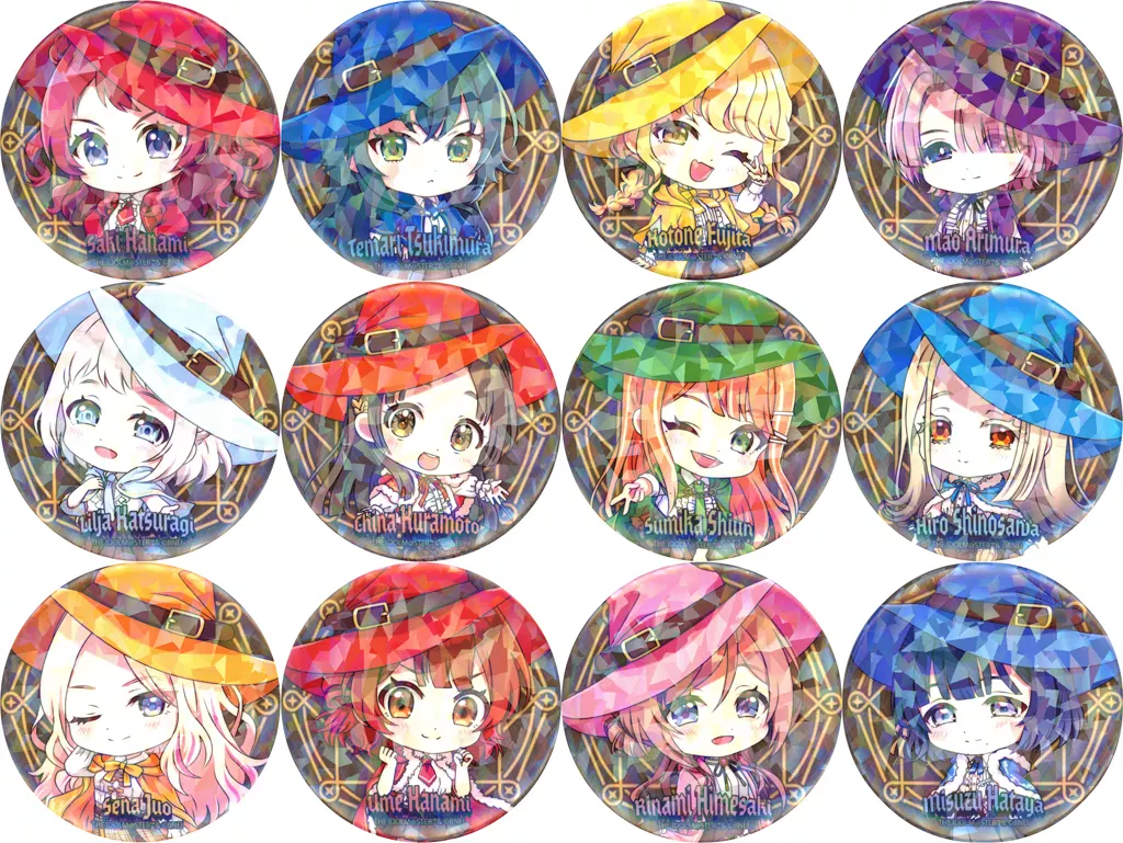 全12種セット 「学園アイドルマスター グッズフェア in ゲーマーズ 第2弾 ホログラム缶バッジ 01.魔法使いver.(ミニキャライラスト)」