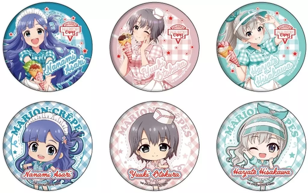 全6種セット 「缶バッジ アイドルマスター シンデレラガールズ 11.クレープ屋ver. 描き下ろし＆ミニキャライラスト」