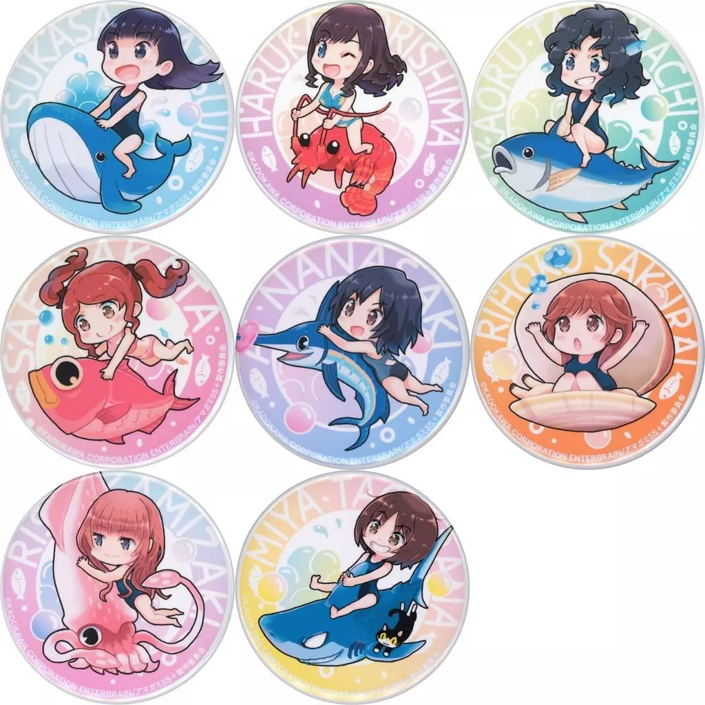 全8種セット 「15周年記念前夜祭 アマガミSSシリーズ スペシャルトークショー in 銚子 2025 水揚げ魚ミニキャラ 缶バッチ」