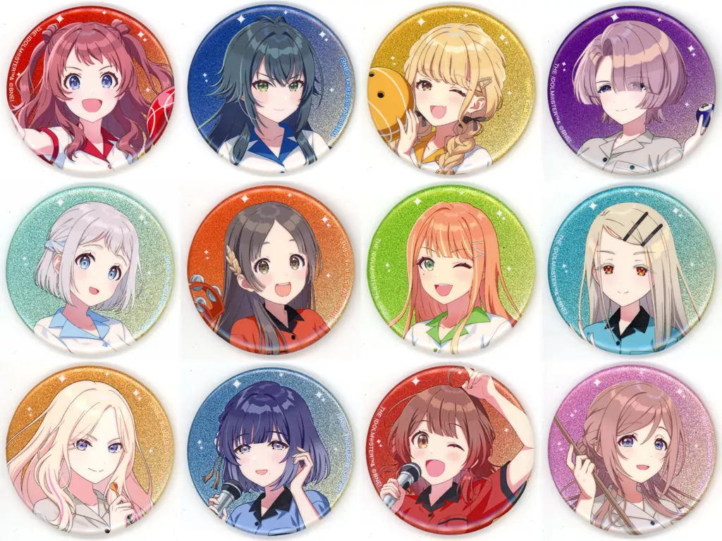 全12種セット 「学園アイドルマスター×ROUND1 描き下ろし ボウリングシャツver. トレーディンググリッター缶バッジ」