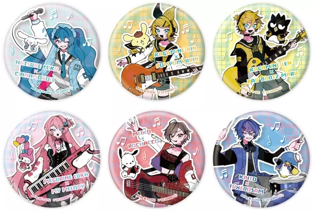 バッジ・ビンズ　【ボックス】ホログラム缶バッジ(57mm) ピアプロキャラクターズ×サンリオキャラクターズ 01.コラボイラスト