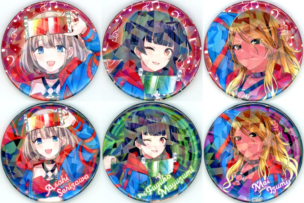 全6種セット 「アイドルマスター シャイニーカラーズ×カラオケ館 ホログラム缶バッジ(57mm) 02.オリジナル衣装ver.(描き下ろしイラスト)」