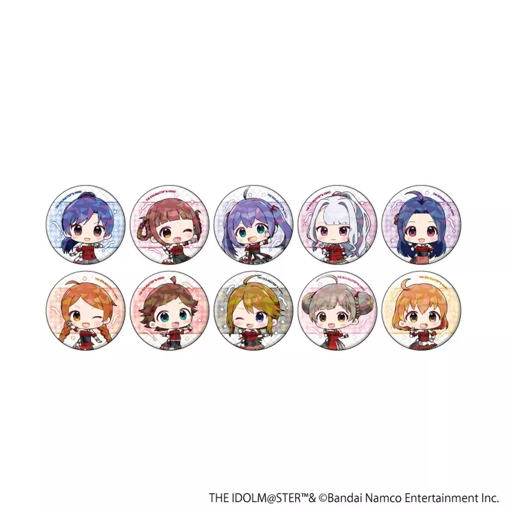 全10種セット 「アイドルマスター ミリオンライブ! トレーディングホログラム缶バッジ(57mm) 04.アイドル衣装ver. (ミニキャライラスト)」