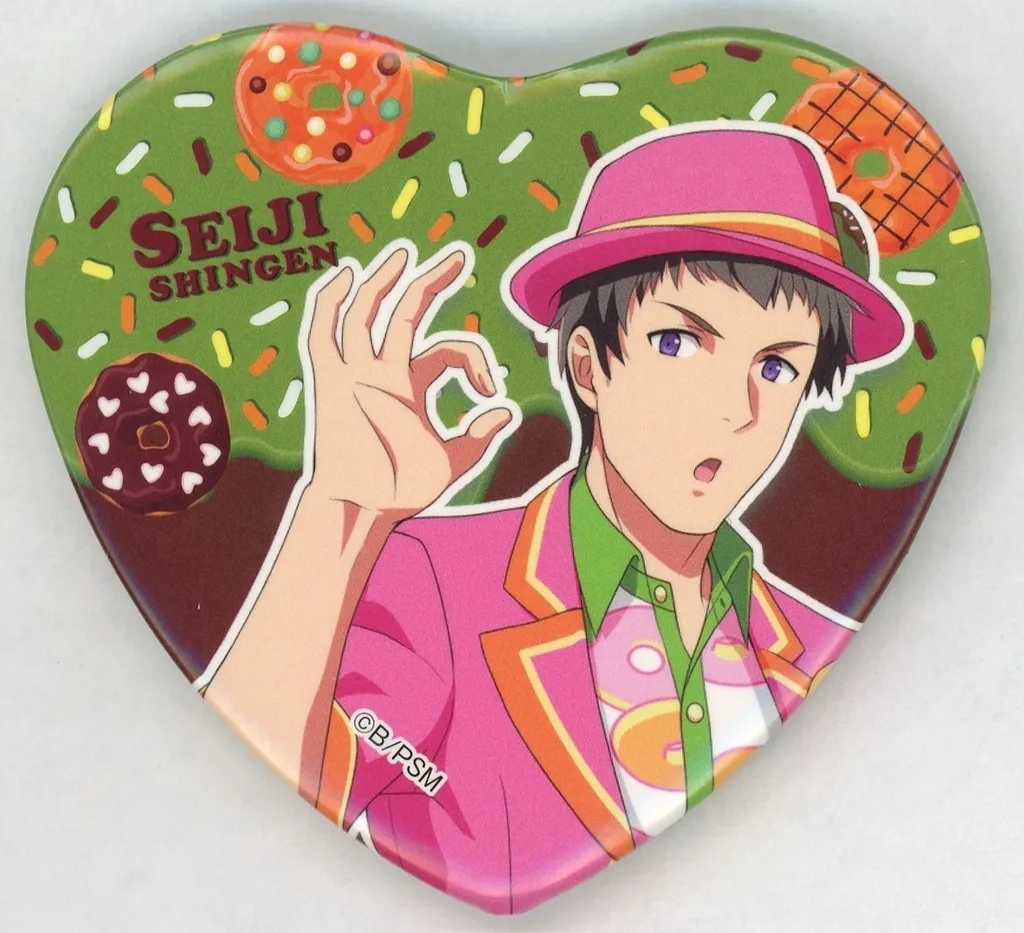 信玄誠司 ハート缶バッジ 「アイドルマスターSideM 春名の勝利のドーナツ」 購入特典