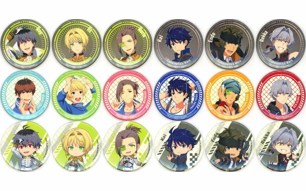 全18種セット 蓄光缶バッジ 「くじ引き堂 アイドルマスター SideM Cybernetics Wars ～機械仕掛けの反逆者～ オンラインくじ」 E賞
