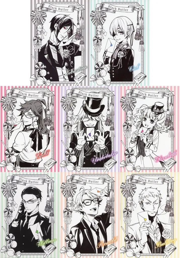 全8種セット キャラクターブロマイド 「黒執事 Black Label POP UP STORE 2018」 グッズ購入特典