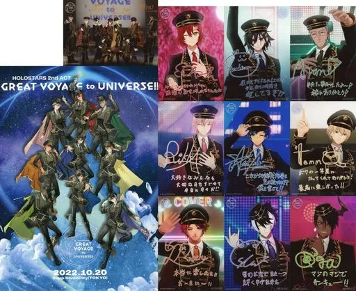 キャラカード　集合 撮り下ろしライブ衣装ブロマイド(複製手書きコメント入り) 10枚セット(台紙付き) 「バーチャルYouTuber ホロスターズ HOLOSTARS 2nd ACT GREAT VOYAGE to UNIVERSE!!」 グッズ付きチケット特典
