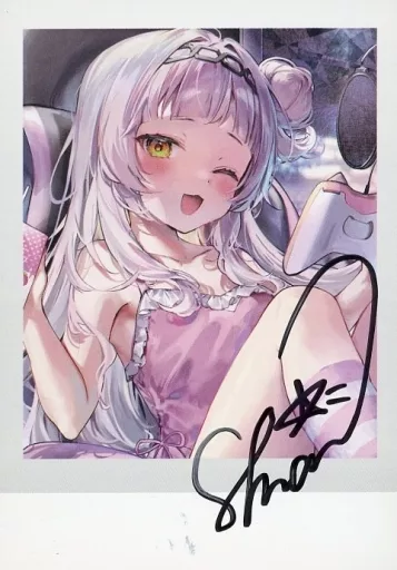 キャラカード　紫咲シオン 直筆サイン入りAmeもち描き下ろしチェキ風ブロマイドカード 「バーチャルYouTuber ホロライブ 紫咲シオン 活動5周年記念 活動5周年記念フルセット」 購入特典