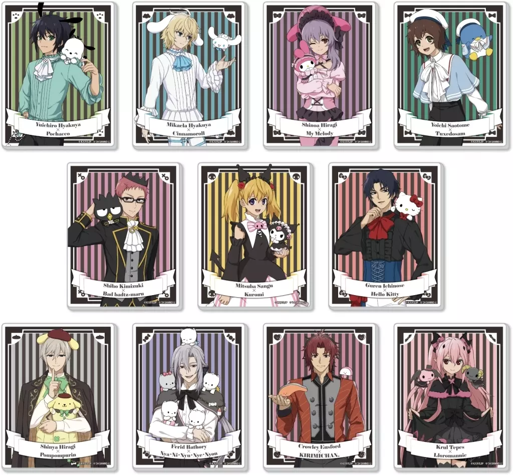 キャラカード　全11種セット 「終わりのセラフ×サンリオキャラクターズ アクリルカード 01.等身イラスト」