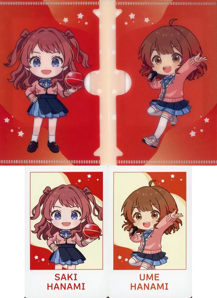 花海咲季＆佑芽(枠有/ミニキャラ) オリジナルインスタント風カードケース+イラストカード2枚 「学園アイドルマスター×ROUND1」 コラボボウリングパック御利用特典 前半