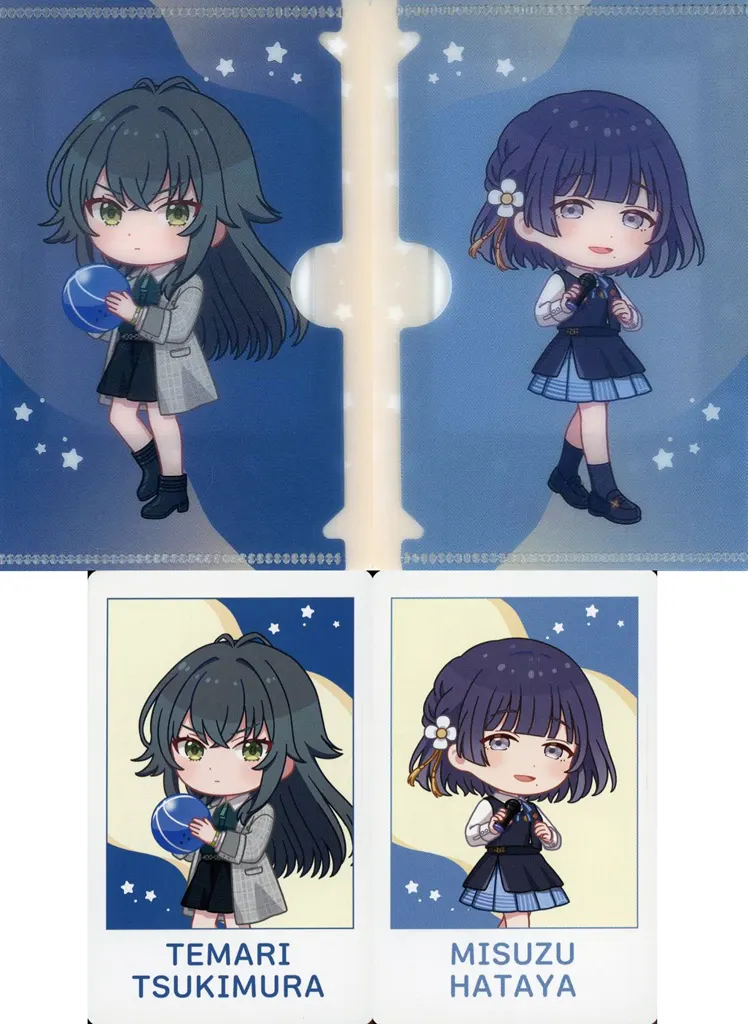 月村手毬＆秦谷美鈴(枠有/ミニキャラ) オリジナルインスタント風カードケース+イラストカード2枚 「学園アイドルマスター×ROUND1」 コラボボウリングパック御利用特典 前半