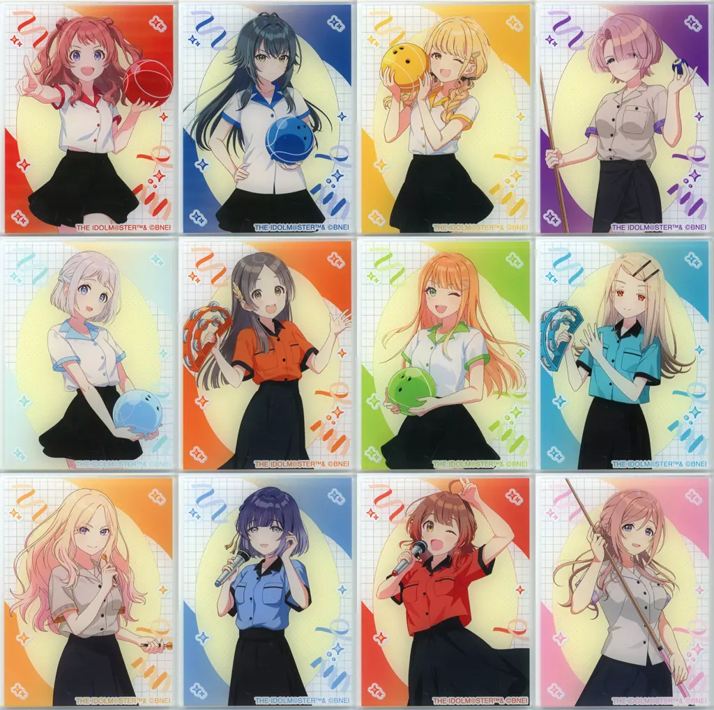 全12種セット 「学園アイドルマスター×ROUND1 描き下ろし ボウリングシャツver. トレーディングアクリルカード」