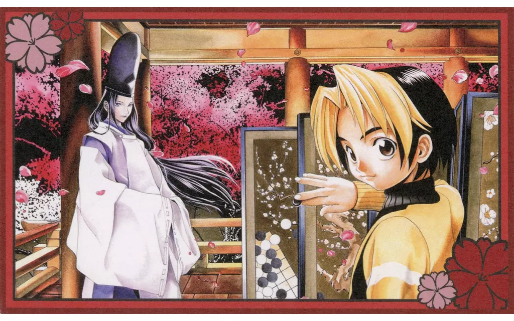 進藤ヒカル&藤原佐為(背景桜) 花札風カード 「ヒカルの碁 原画展」 入場者特典