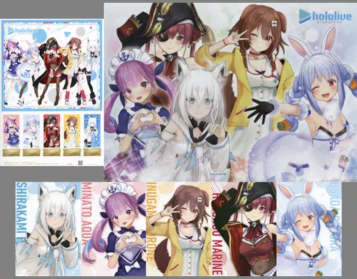 兎田ぺこら/宝鐘マリン/戌神ころね/計5名「84円切手5枚組 ホロライブ [クリアファイル/大型ポストカード付き]」 エアコミケ3