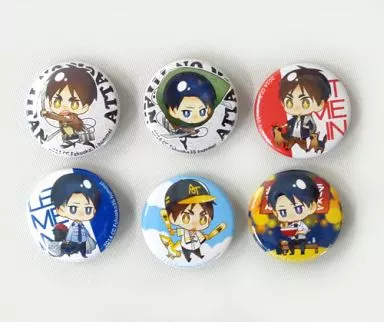 【進撃の巨人】缶バッジ(6個セット) エレン・イェーガー&リヴァイ(シア) COMIC CITY 福岡35/ヒュンメル