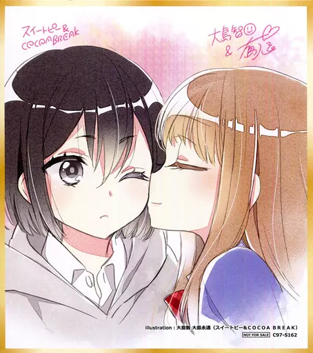 【オリジナル】ミニ色紙(大島智＆大島永遠) C97新刊購入特典/スイートピー＆COCOA BREAK＆メロンブックス