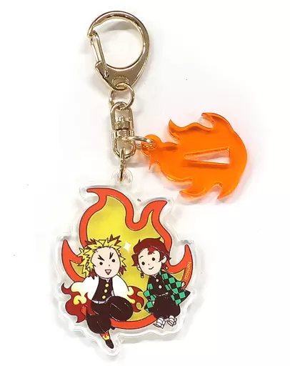 【鬼滅の刃】ゆる煉炭アクリルキーホルダー 背面デザイン無しver 竈門炭治郎＆煉獄杏寿郎(まちこ) /hamicco