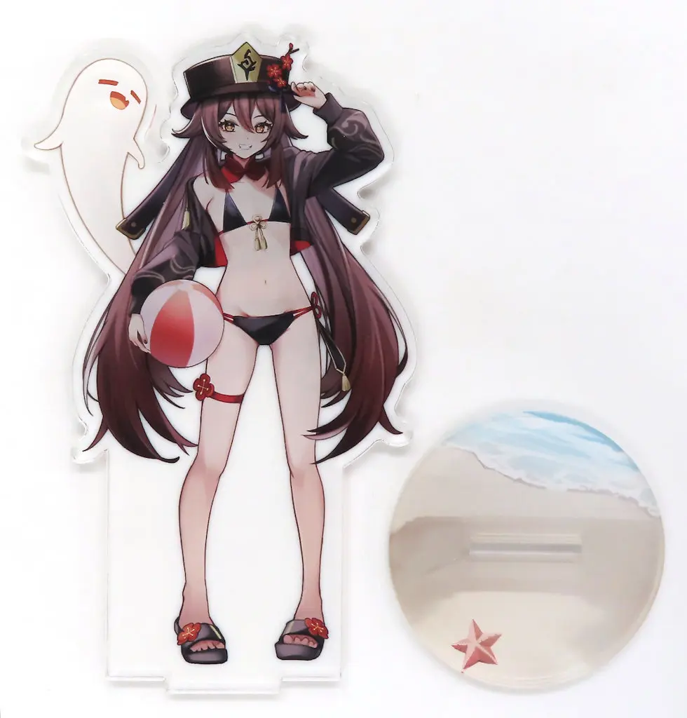 【原神-GENSHIN-】両面アクリルスタンド 水着 胡桃(ゆとりこ) C106/ビニール傘屋（本体不備（中））