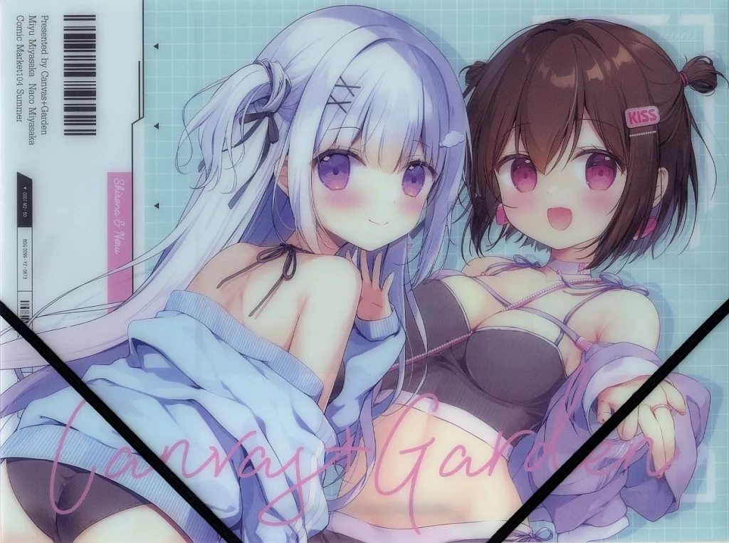 【オリジナル】ゴム留めクリアフラットケース 白凪＆咲花(宮坂なこ) C104/CANVAS+GARDEN