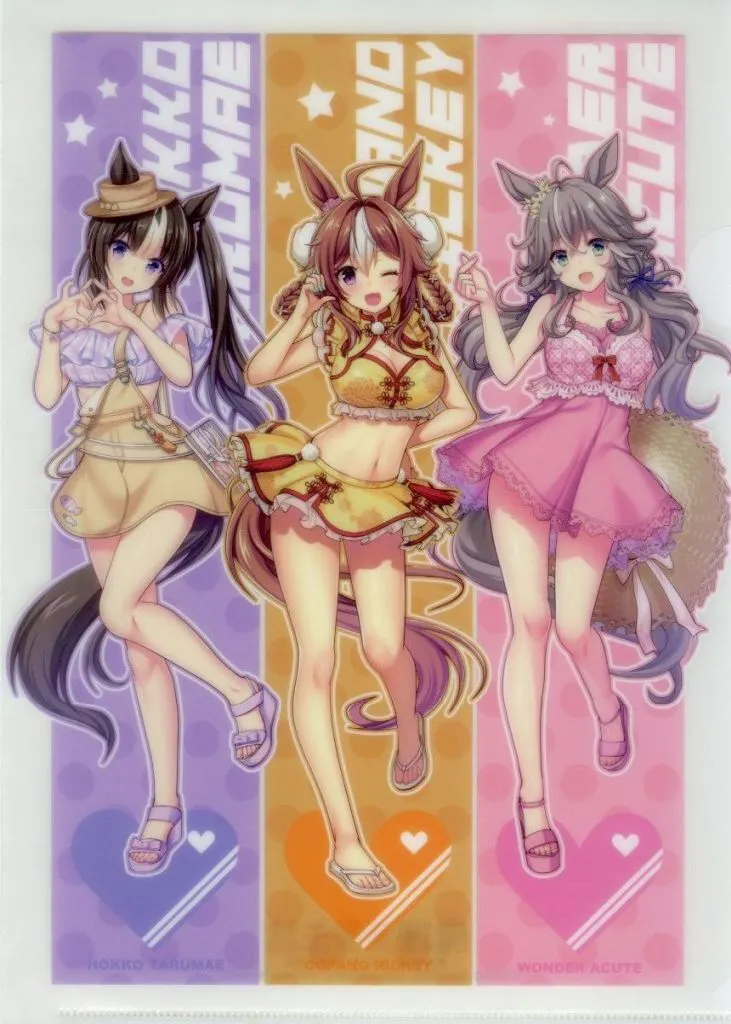 【ウマ娘 プリティーダービー】A4クリアファイル ホッコータルマエ＆コパノリッキー＆ワンダーアキュート(かわいまりあ) C105/魔理亜の缶詰