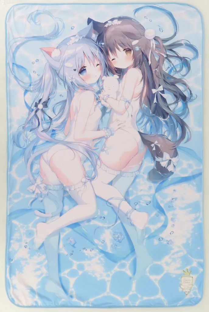 【オリジナル】BIGサマーブランケット つらら＆くろいいぬ(しらたま) C106/しらたまこ（左下、傷みあり）