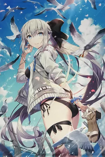 【Fate シリーズ】B1タペストリー 水着ver・絵柄B モルガン(我美蘭) C100/でぶねこ（本体不備（中））