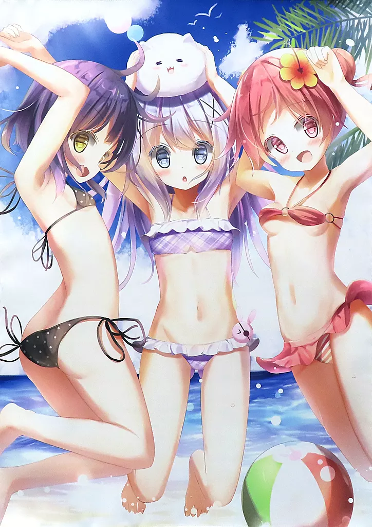 【ご注文はうさぎですか?】B2タペストリー チノ&マヤ&メグ(夏奈なつ) /これは野菜ですか