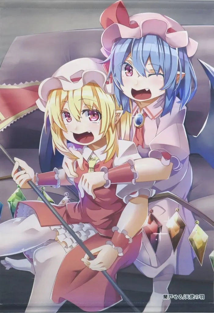 【東方Project】B2タペストリー フランドール・スカーレット＆レミリア・スカーレット(蘭戸せる) /天使の羽