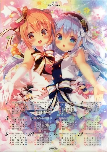 【ご注文はうさぎですか?】2018A3クリアポスターカレンダー チノ＆ココア(蜜桃まむ) C93/蜂蜜少女