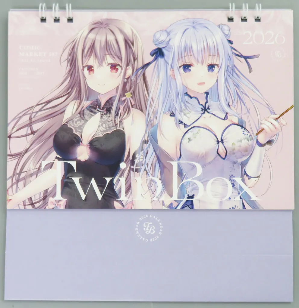 【オリジナル】B6卓上カレンダー 2026年 TwinBox学園(花花捲&草草饅) C107/TwinBox