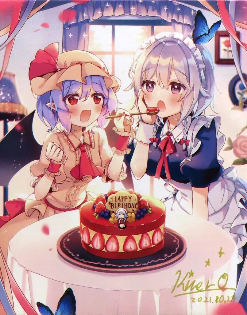 [直筆サイン入り]【東方Project】レミ咲キャンバスアート レミリア・スカーレット＆十六夜咲夜(kirero) C99/KirororO