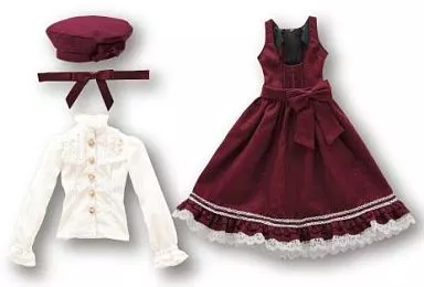 ドールアクセサリー　50cm用 ジャンパースカートset(ボルドー) 「ELLEN’S CLOSET」