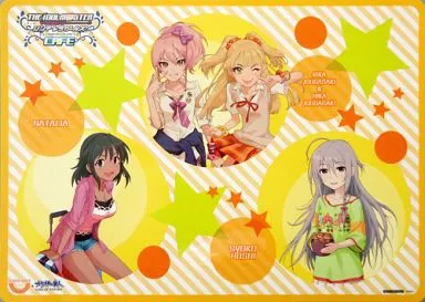 [ラミネート加工済] 城ヶ崎姉妹＆星輝子＆ナターリア 紙製ランチョンマット 「アイドルマスター シンデレラガールズカフェ」 グッドスマイル×カラオケの鉄人カフェ限定
