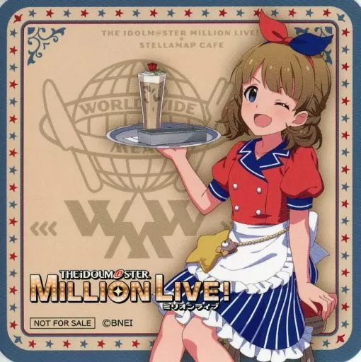 周防桃子(等身) オリジナルコースター 「アイドルマスター ミリオンライブ! シアターデイズ×STELLAMAP CAFE MILLION DINER」 メニュー注文特典
