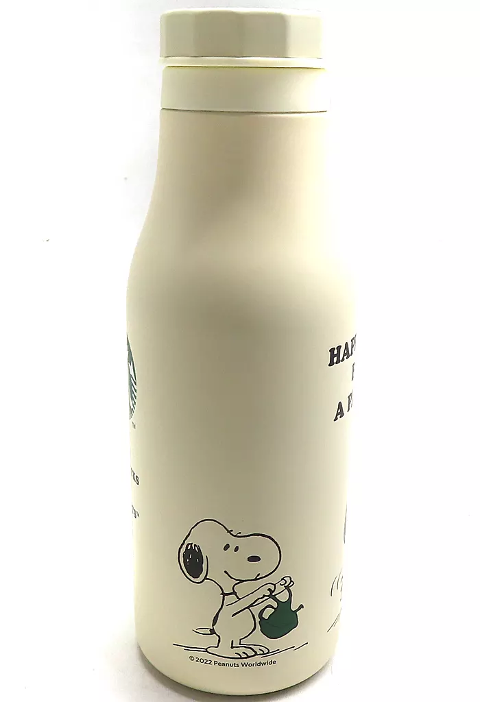 マグカップ・湯のみ　スヌーピー ステンレスロゴボトル PEANUTS ホワイト 473ml 「スターバックスコーヒー×PEANUTS(SNOOPY)」