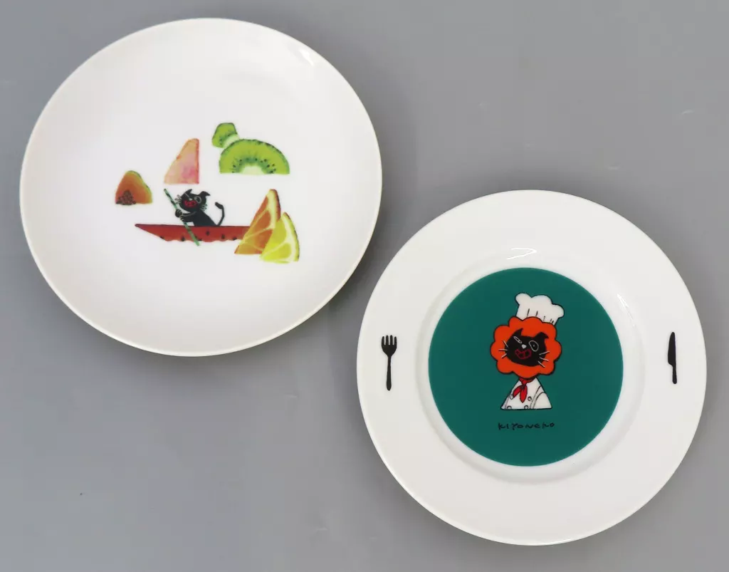 駿河屋 - 【買取】キヨ猫 プレート2枚セット ブルー 「キヨ15周年くじ