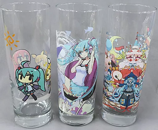 マグカップ・湯のみ　全3種セット グラス 「Happyくじ 初音ミク ファミリーマート限定」 E賞