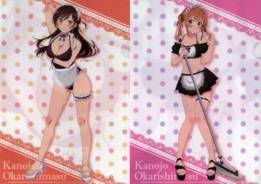 水原千鶴＆桜沢墨 描き下ろしA4セットA(2枚組) 水着メイドver. 「彼女、お借りします POP UP SHOP in 新宿マルイアネックス」