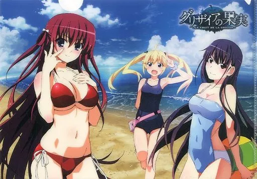 グリザイアの果実 フィギュア 3体セット 榊由美子 周防天音 松嶋みちる 駿河屋 -<中古>榊由美子＆周防天音＆松嶋みちる(水着) A4クリア