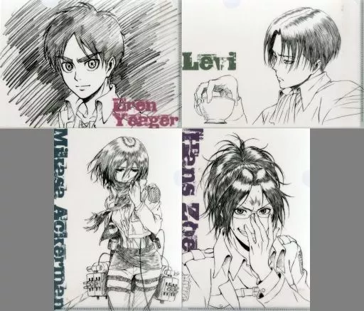 クリアファイル　集合 A4クリアファイル4種セット 「進撃の巨人」 浅野恭司原画展2017グッズ 駿河屋 -<中古>集合 A4クリアファイル4種セット 「進撃の巨人