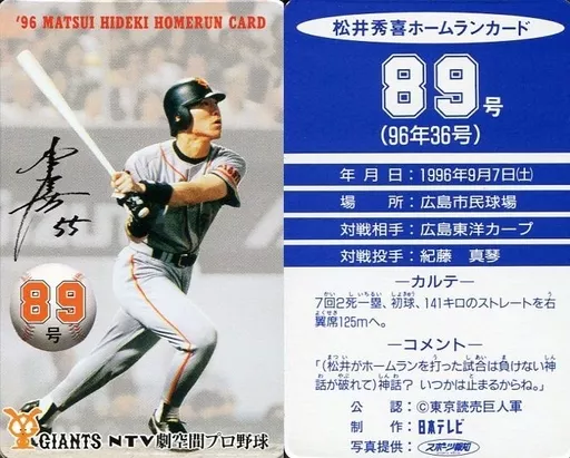 新品　未開封　プロ野球カードゲーム 1996年 巨人 松井秀喜 １箱　未使用 タカラ プロ野球カードゲーム 1996年度版 巨人 読売ジャイアンツ