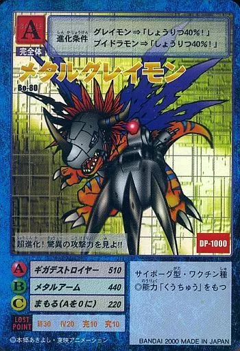 メタルグレイモン Bランク デジモンカード。袋に入れて保管。 駿河屋 -<中古>Bo-80：メタルグレイモン（旧デジモンカードゲーム）Bランク