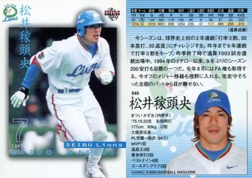 駿河屋 -<中古>040 [レギュラーカード] ： 松井稼頭央（BBM）
