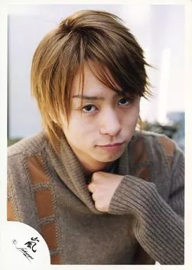 嵐/櫻井翔/バストアップ・衣装セーター茶・左手胸・カメラ目線/公式生写真