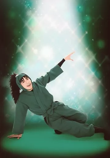 木村優良(七松小平太)/背景緑・キャラクターショット・A4サイズ/「ミュージカル『忍たま乱太郎』第10弾 『忍術学園 学園祭』」A4ブロマイド