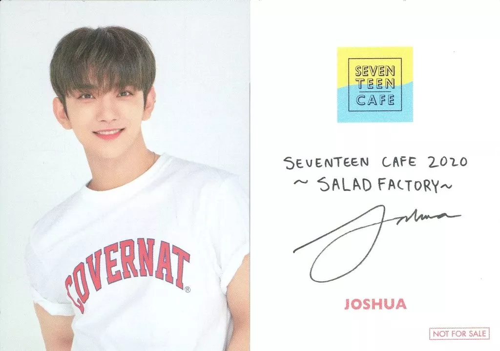 SEVENTEEN/JOSHUA(ジョシュア)/上半身・裏面印刷サイン入り・ロゴ水色・黄/「SEVENTEENカフェ2020 ～SALAD FACTORY～ in BOX CAFE」事前予約特典オリジナルカード